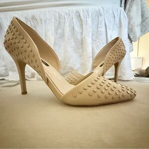 French Connection Elegant Beige Studded Heels size 9